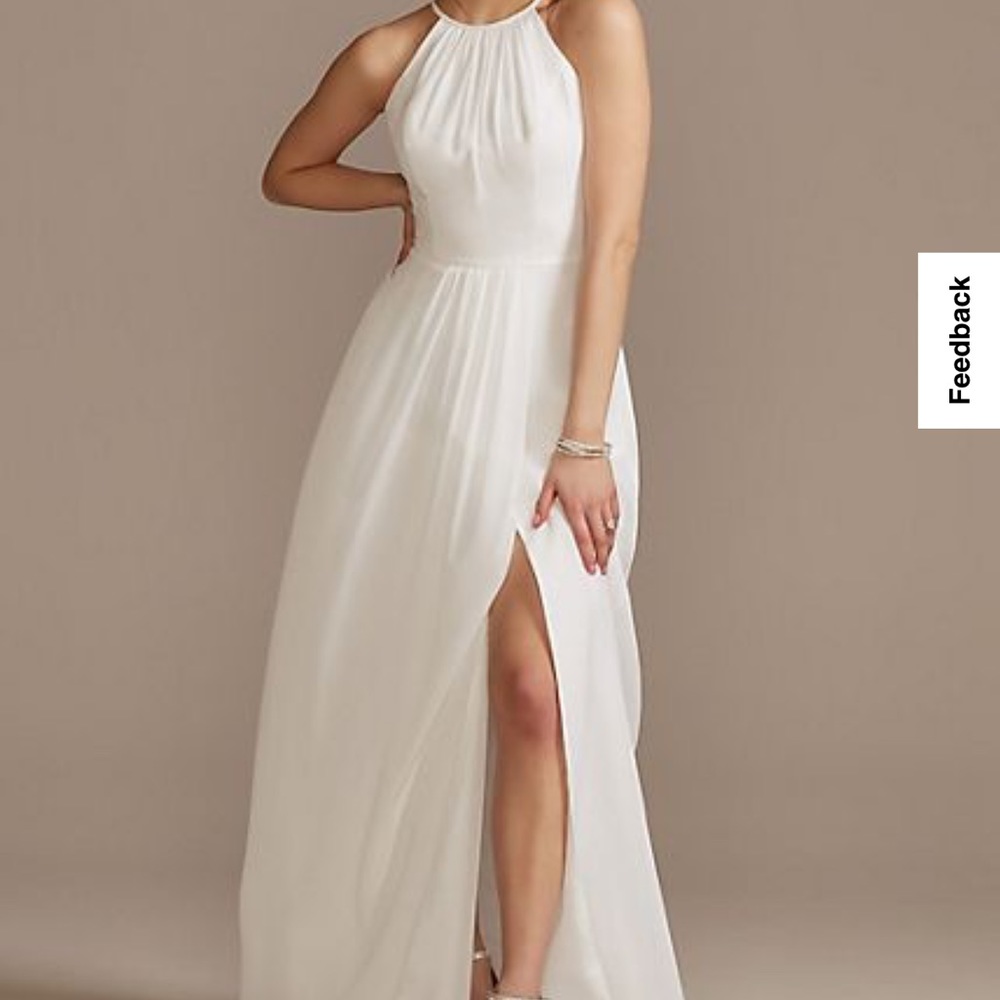 David’s Bridal Wedding Dress Aline Halter Chiffon